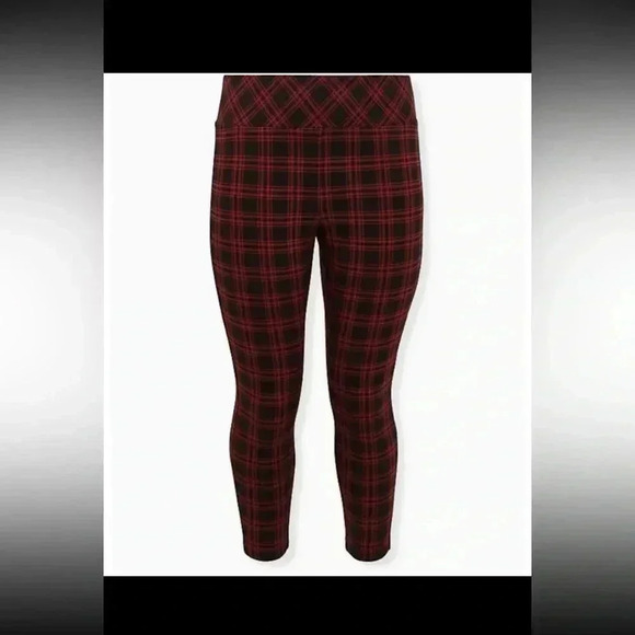 Torrid Studio Slim Fit High Rise Pixie Pant Red Plaid 0R - Picture 6 of 6